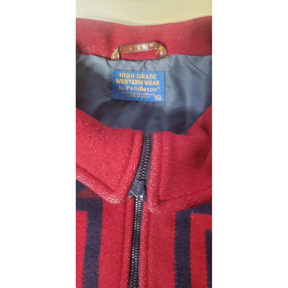 VTG Pendleton High Grade Western Wear Men’s XL Red Aztec Wool Bomber Jacket - Picture 2 of 12